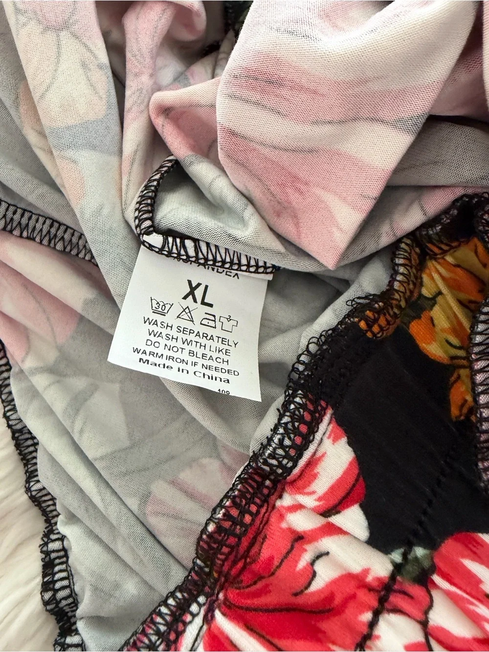 Tropical Floral Wide-Leg Pants - Black with Red & Green Print - Picture 2 of 3